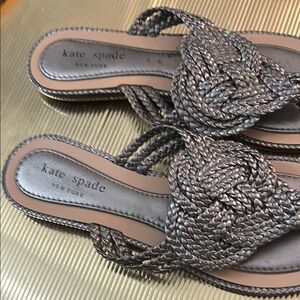 Kate Spade Silver Metallic Slide Sandals